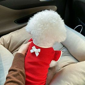 Cat Summer Clothes Small Puppies Pet Dog Thin Breathable (Option: red-XS)